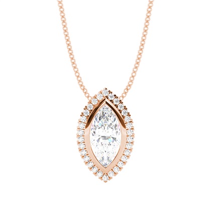 Bezel Setting Diamond Halo Pendant