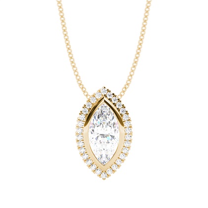 Bezel Setting Diamond Halo Pendant