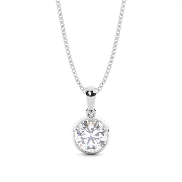 Bezel Setting Moissanite Solitaire Pendant