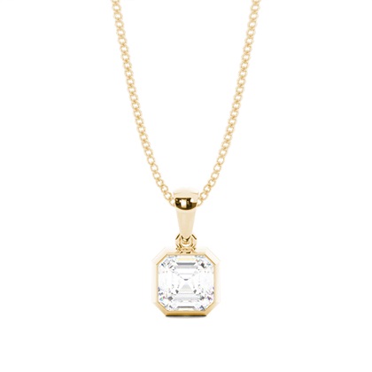 Asscher Yellow Gold Diamond Necklaces and Diamond Pendants