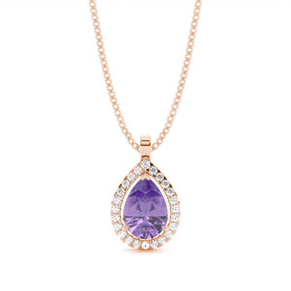 Prong Setting Halo Amethyst Pendant