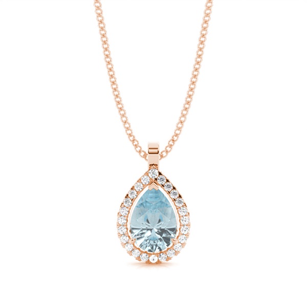 Prong Setting Halo Aquamarine Pendant