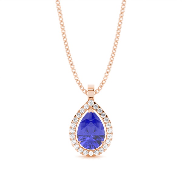Prong Setting Halo Tanzanite Pendant