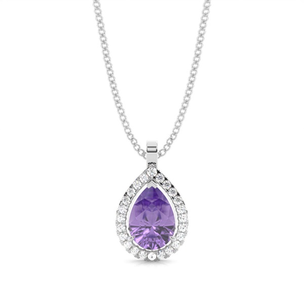 Prong Setting Halo Amethyst Pendant
