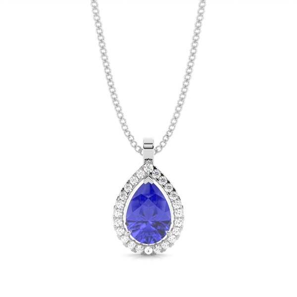 Prong Setting Halo Tanzanite Pendant
