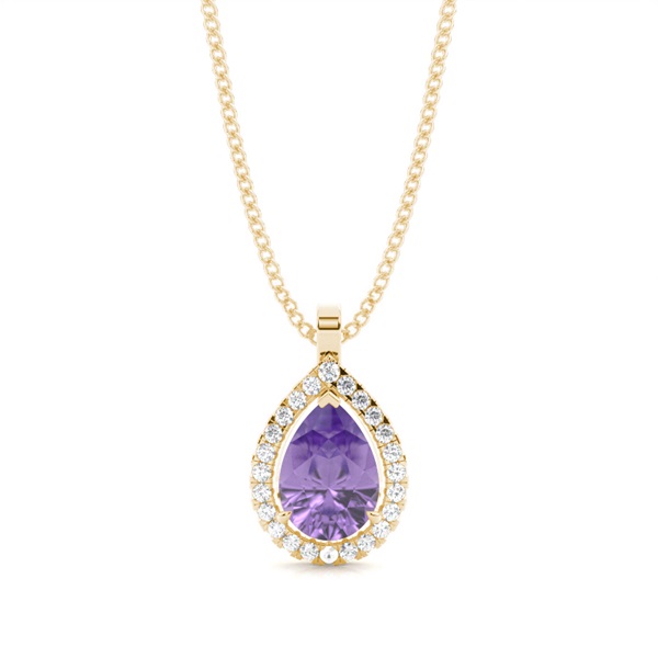 Prong Setting Halo Amethyst Pendant