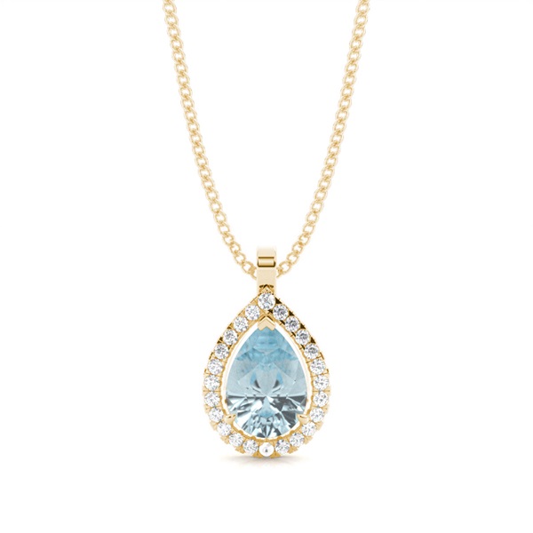 Prong Setting Halo Aquamarine Pendant