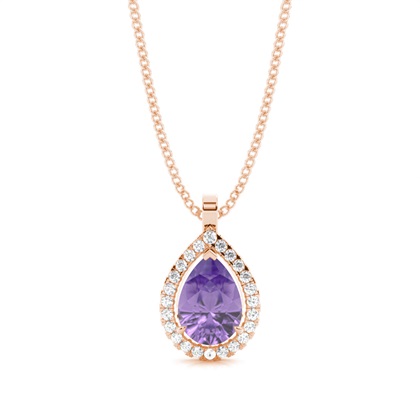 Prong Setting Halo Amethyst Pendant