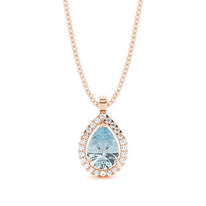 Prong Setting Halo Aquamarine Pendant