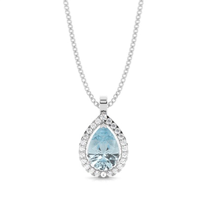 Prong Setting Halo Aquamarine Pendant