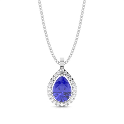 Prong Setting Halo Tanzanite Pendant