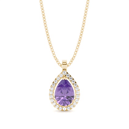 Prong Setting Halo Amethyst Pendant