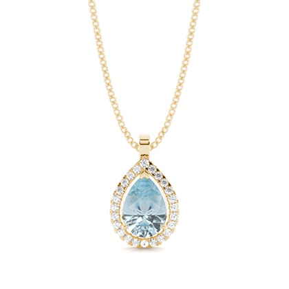 Yellow Gold Halo Diamond Pendants