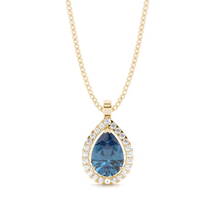 Prong Setting Halo Blue Topaz Pendant