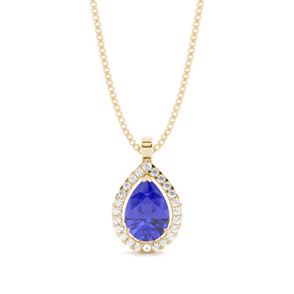 Prong Setting Halo Tanzanite Pendant
