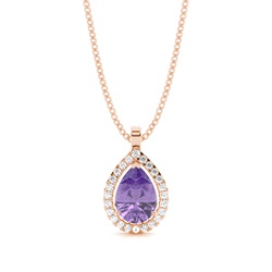 Prong Setting Halo Amethyst Pendant