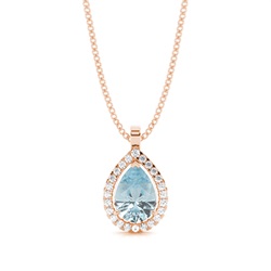Prong Setting Halo Aquamarine Pendant