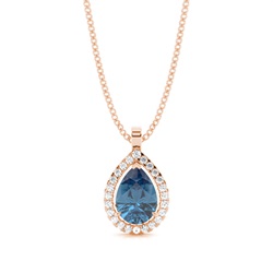 Prong Setting Halo Blue Topaz Pendant
