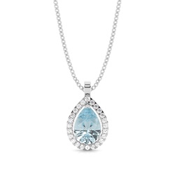 Prong Setting Halo Aquamarine Pendant