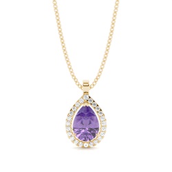 Prong Setting Halo Amethyst Pendant