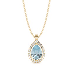 Prong Setting Halo Aquamarine Pendant