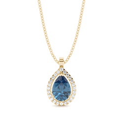 Prong Setting Halo Blue Topaz Pendant