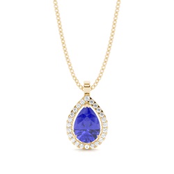 Prong Setting Halo Tanzanite Pendant