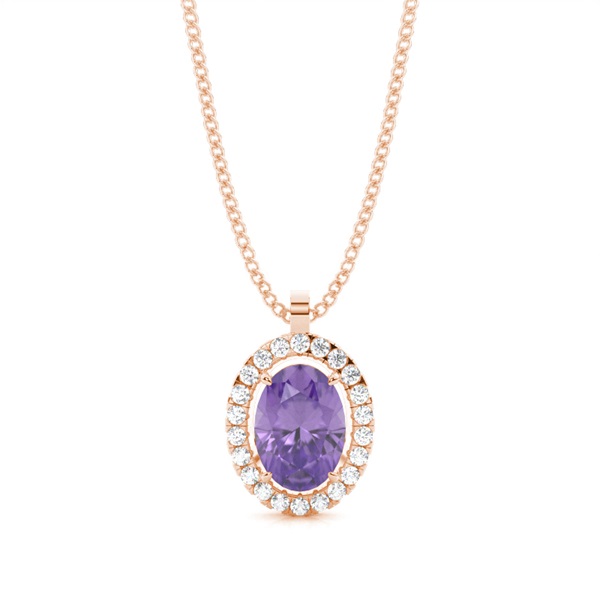 Micro Prong Setting Halo Amethyst Pendant