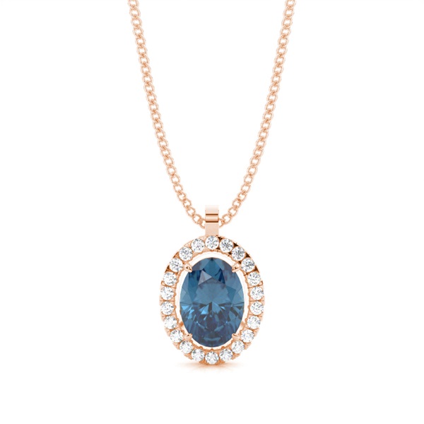 Micro Prong Setting Halo Blue Topaz Pendant
