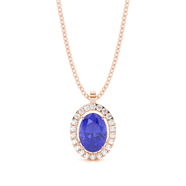 Micro Prong Setting Halo Tanzanite Pendant