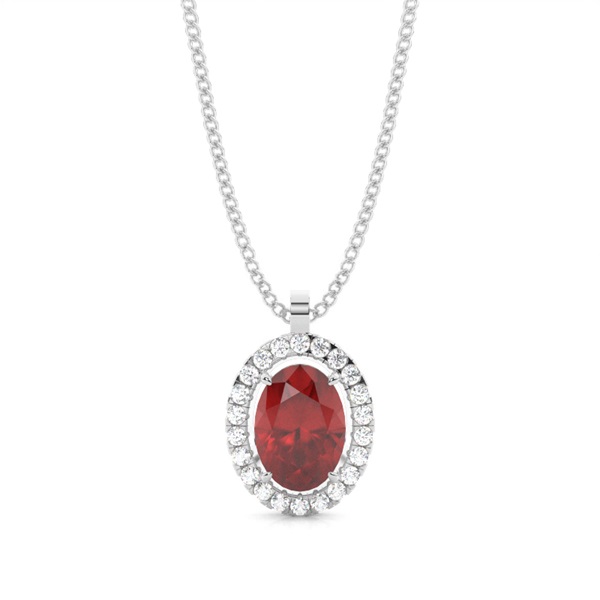 Micro Prong Setting Halo Garnet Pendant