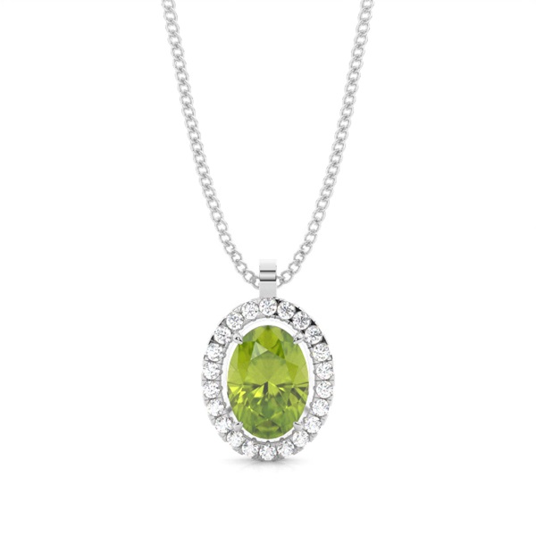 Micro Prong Setting Halo Peridot Pendant