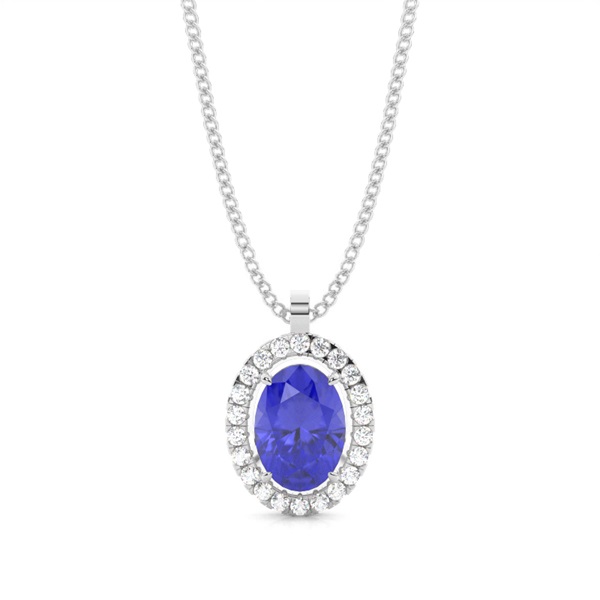 Micro Prong Setting Halo Tanzanite Pendant