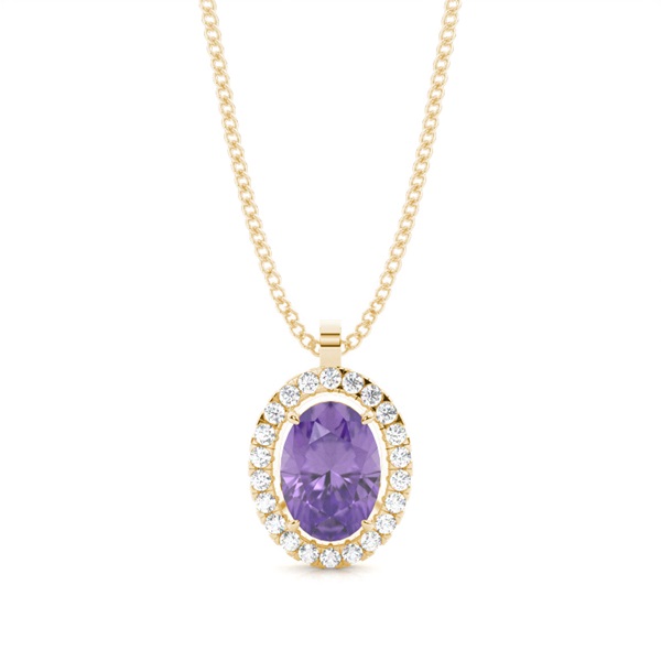 Micro Prong Setting Halo Amethyst Pendant