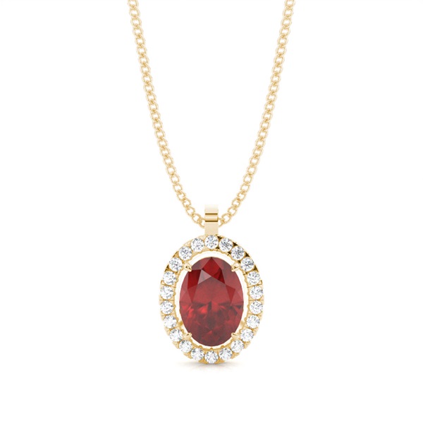 Micro Prong Setting Halo Garnet Pendant