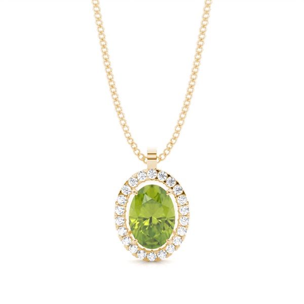 Micro Prong Setting Halo Peridot Pendant