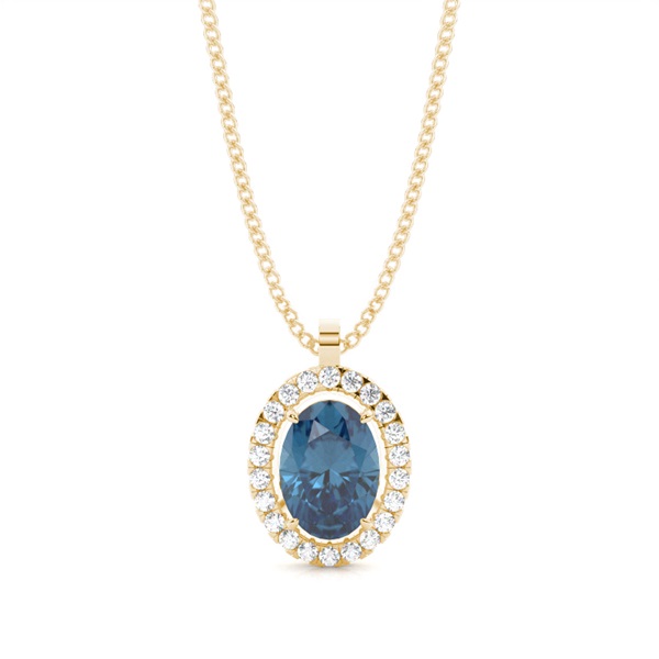 Micro Prong Setting Halo Blue Topaz Pendant