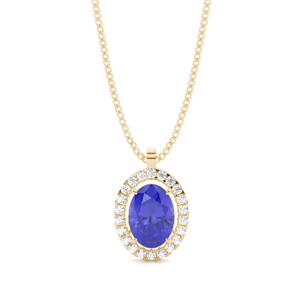 Micro Prong Setting Halo Tanzanite Pendant