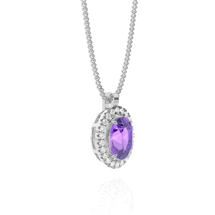 Halo Amethyst Anhänger mit Micro Krappenfassung