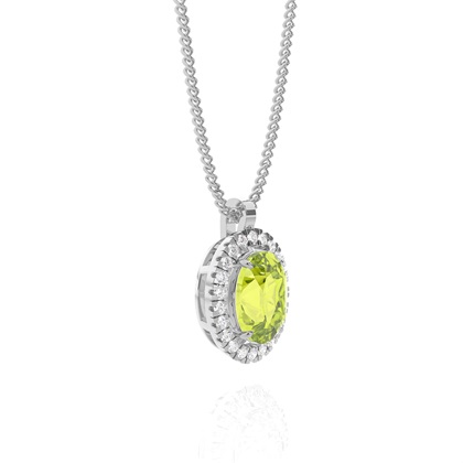 Halo Peridot Anhänger mit Micro Krappenfassung