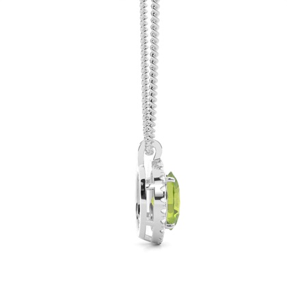 Halo Peridot Anhänger mit Micro Krappenfassung