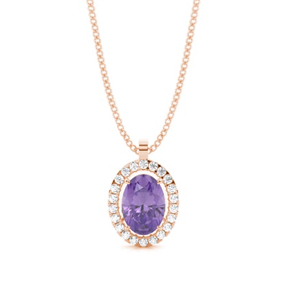Micro Prong Setting Halo Amethyst Pendant