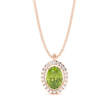 Micro Prong Setting Halo Peridot Pendant