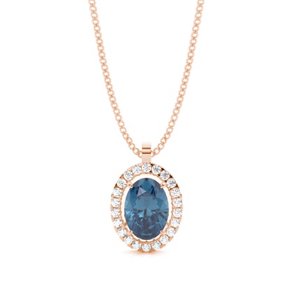 Micro Prong Setting Halo Blue Topaz Pendant
