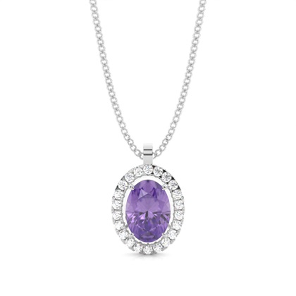 Micro Prong Setting Halo Amethyst Pendant