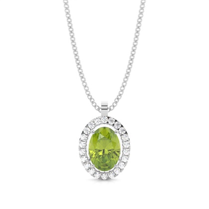 Micro Prong Setting Halo Peridot Pendant