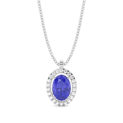 Micro Prong Setting Halo Tanzanite Pendant