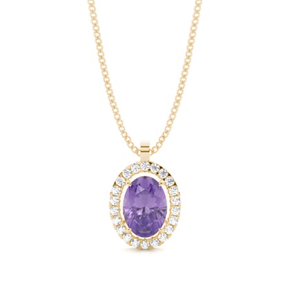 Micro Prong Setting Halo Amethyst Pendant