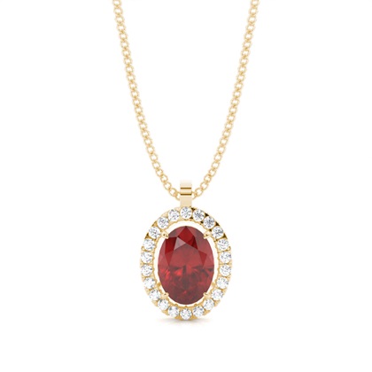 Micro Prong Setting Halo Garnet Pendant