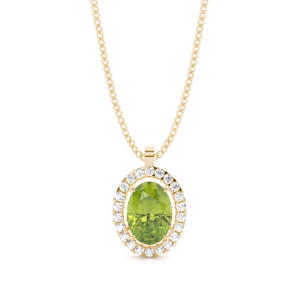 Micro Prong Setting Halo Peridot Pendant